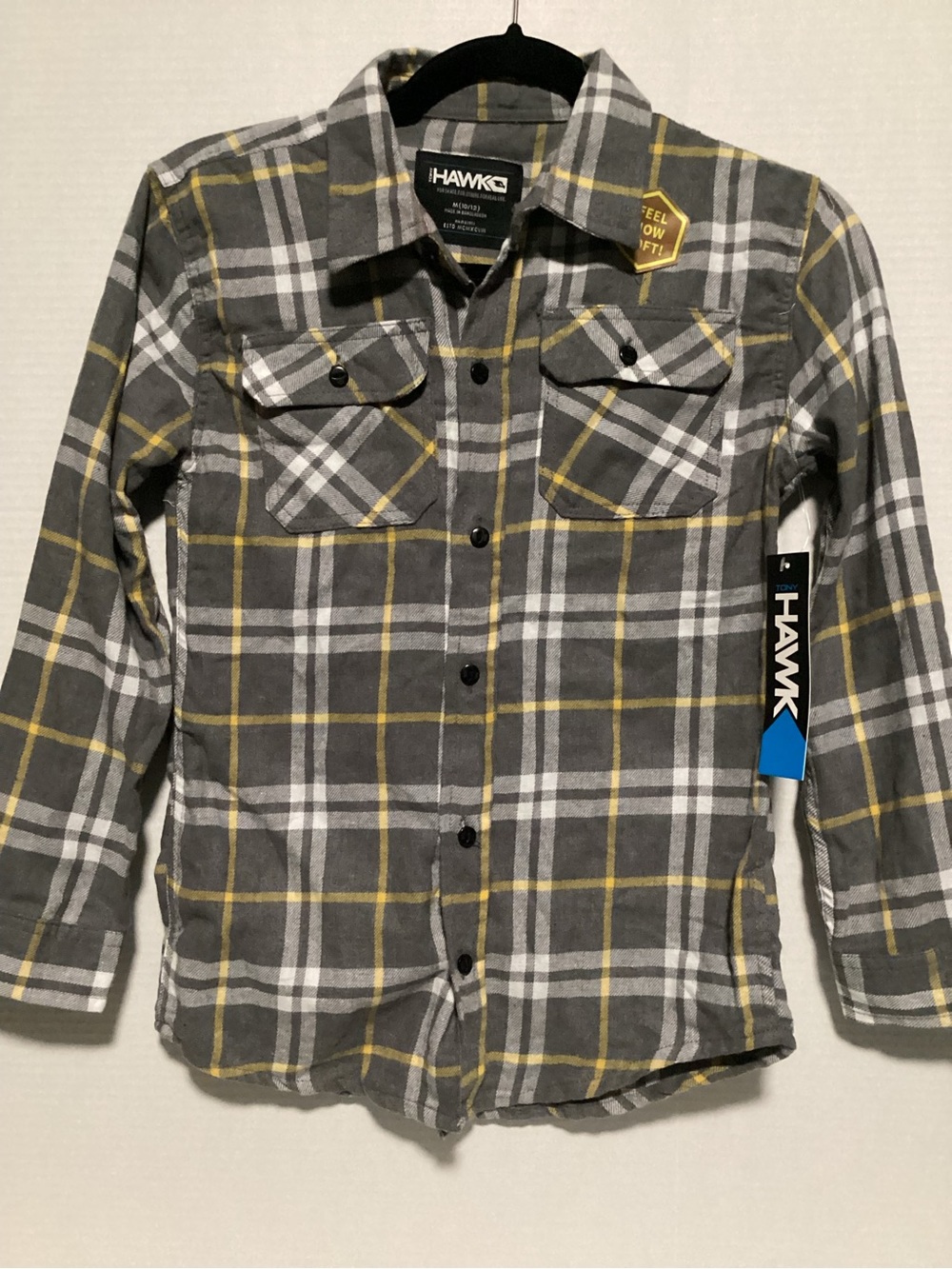 Tony Hawk Gray, White & Yellow Plaid Button-Down Shirt - Kids